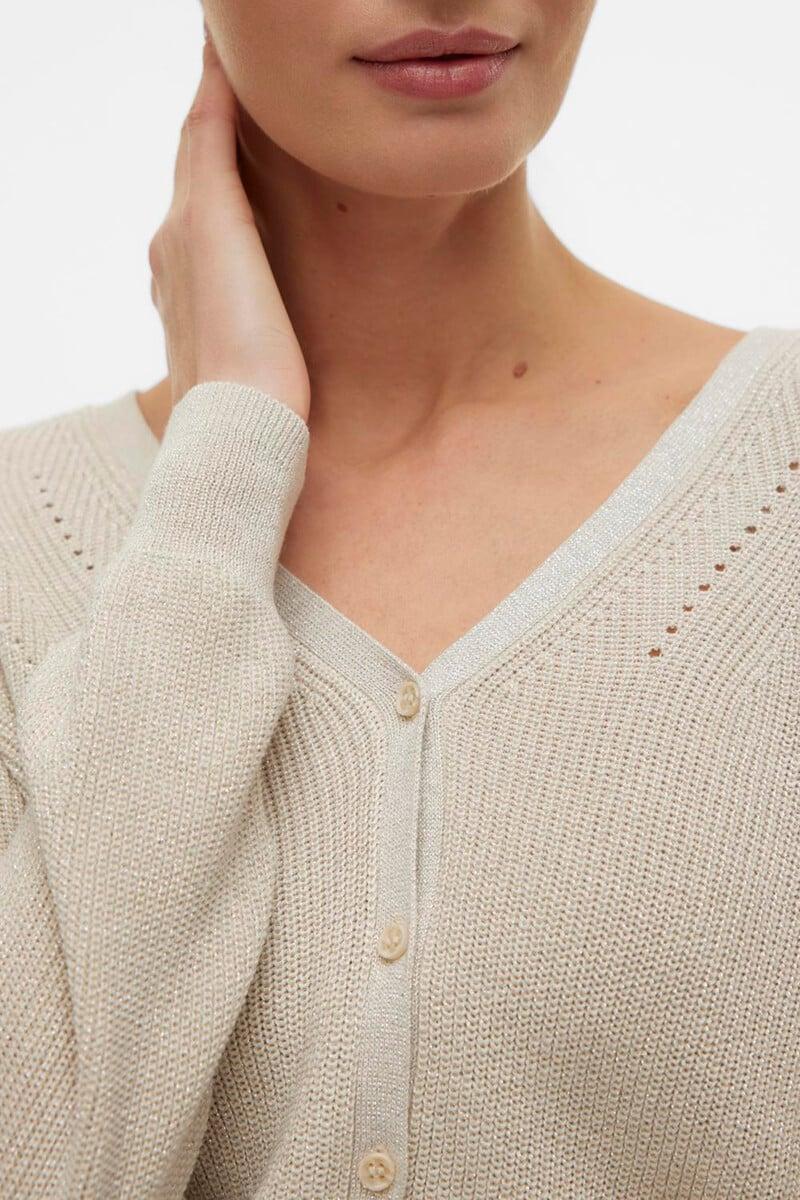 Cortefiel Chaqueta Manga Larga Cuello Pico De Lurex