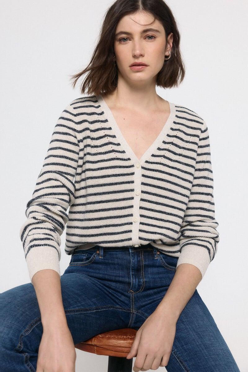 Cortefiel Chaqueta manga larga cuello pico de lurex