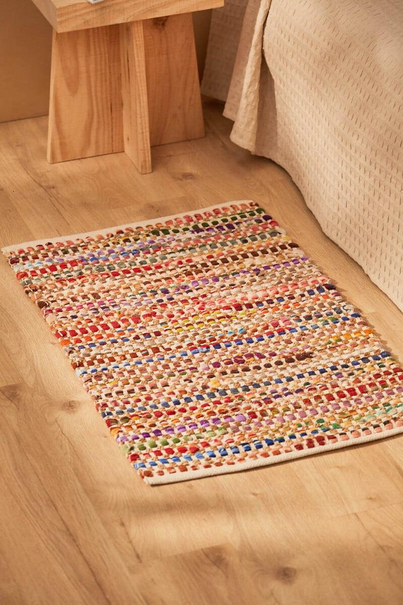 Cortefiel Alfombra de yute y tela multicolor Cando