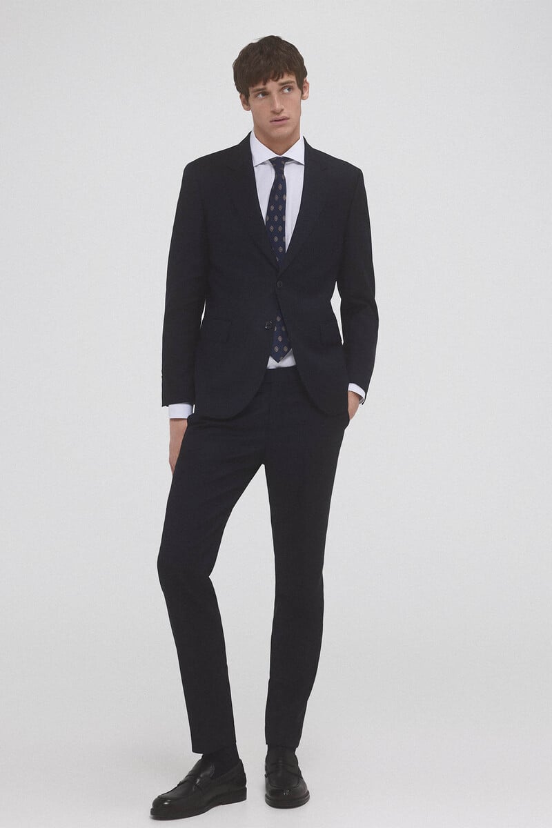 Cortefiel Americana De Traje Tejido Ojo De Perdiz