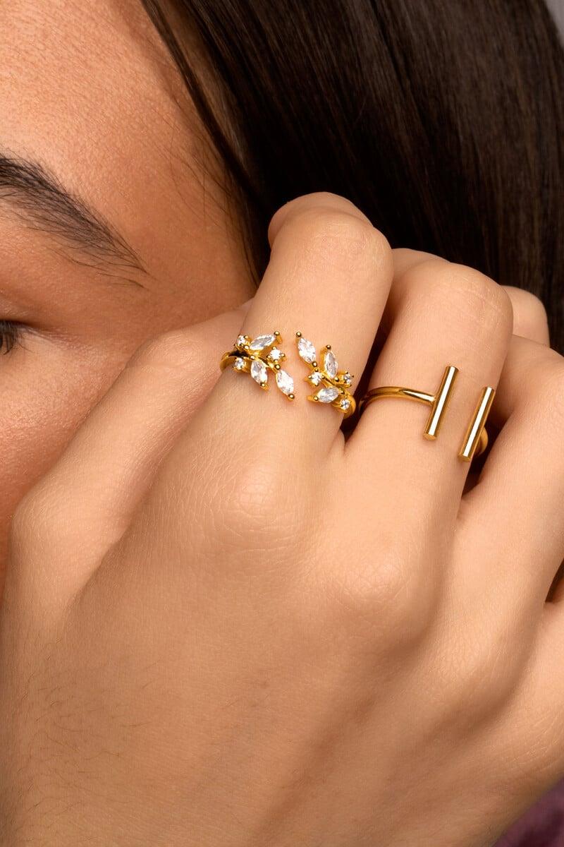 Cortefiel Anillo Buganvilla White Oro