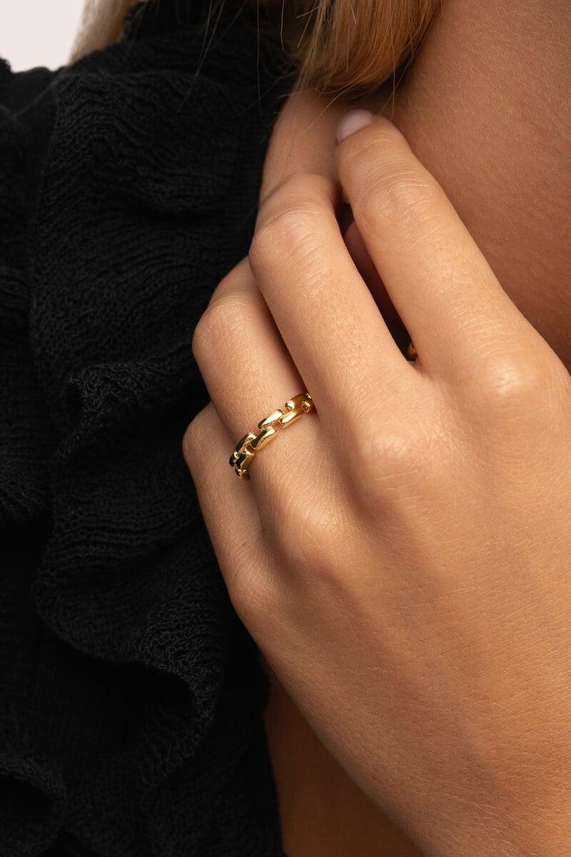 Cortefiel Anillo Chain Baño Oro 16
