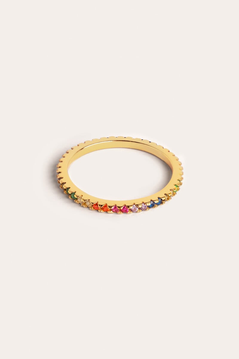 Cortefiel Anillo Cleo Colors Plata Baño Oro