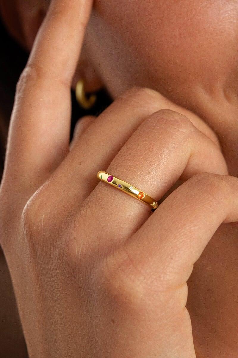 Cortefiel Anillo Colors Space Plata Baño Oro