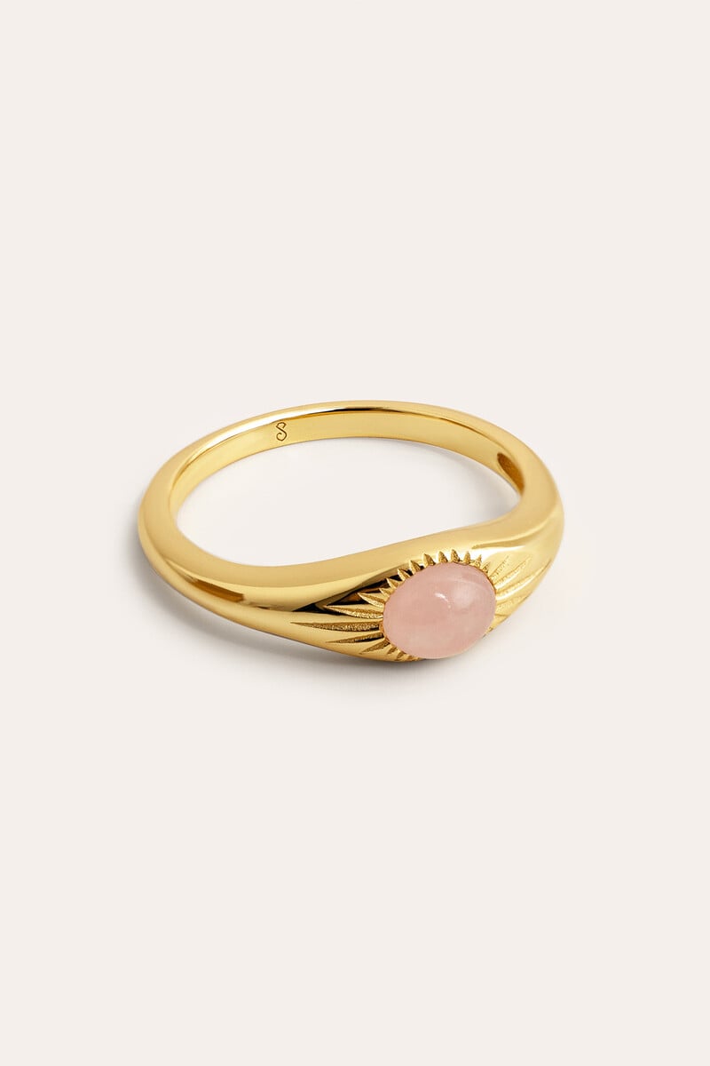 Cortefiel Anillo Olivia Rose Quartz Plata Baño Oro