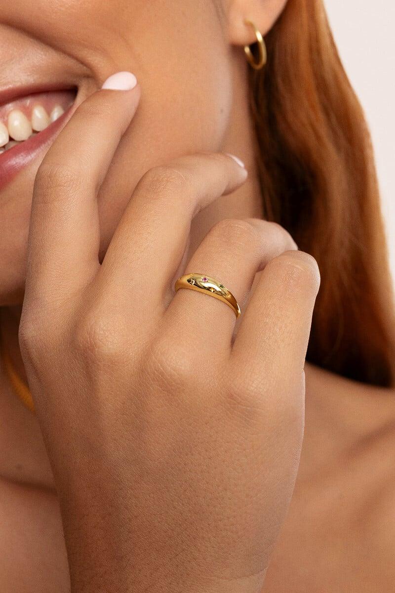 Cortefiel Anillo Spark Color Baño Oro 16