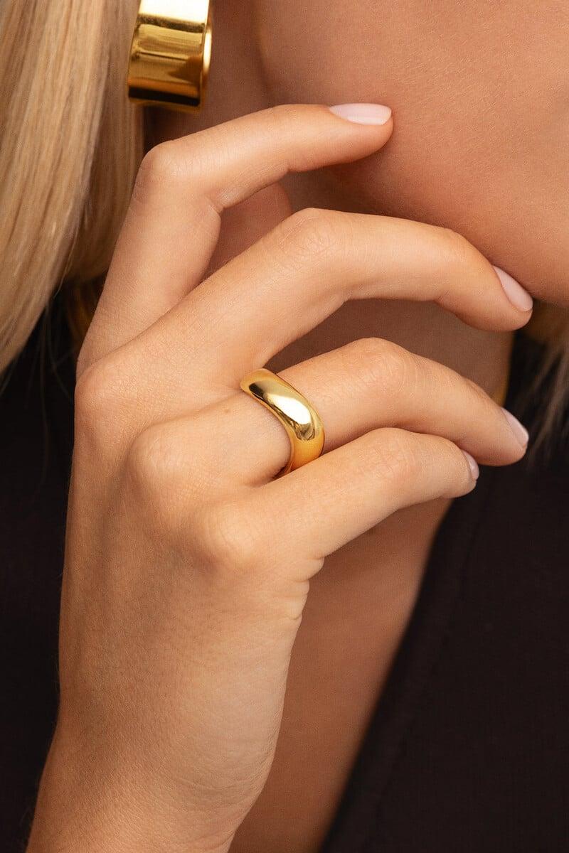Cortefiel Anillo Tina Acero Baño Oro 12