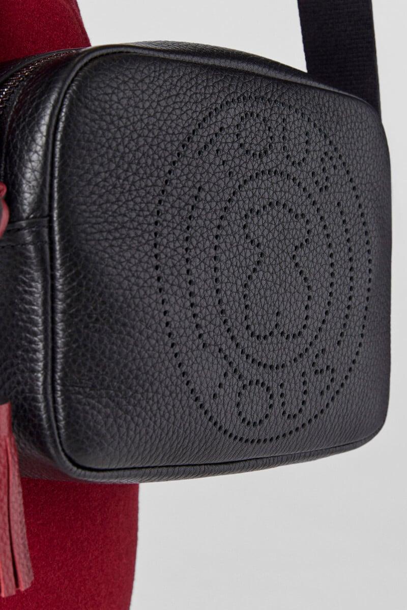 Cortefiel Bandolera Pequeña Leissa Negra De Piel