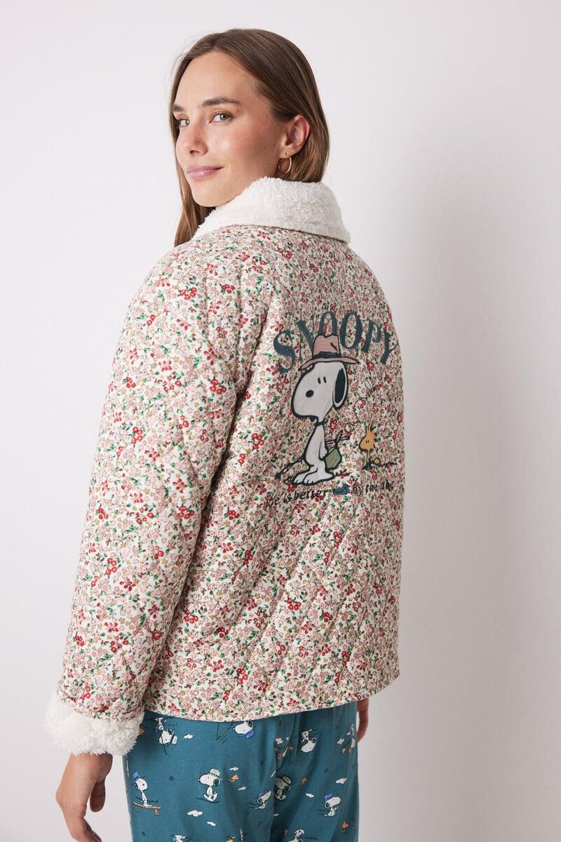 Cortefiel Bata Corta Acolchada Flores Snoopy