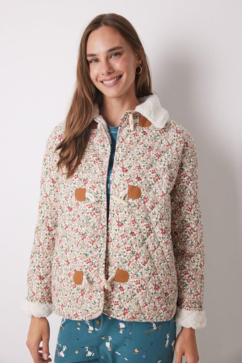 Cortefiel Bata corta acolchada flores Snoopy