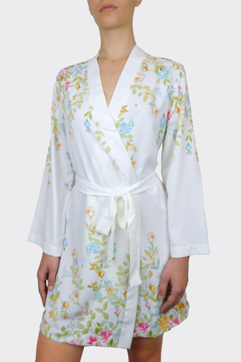 Cortefiel Bata de mujer de raso con estampado