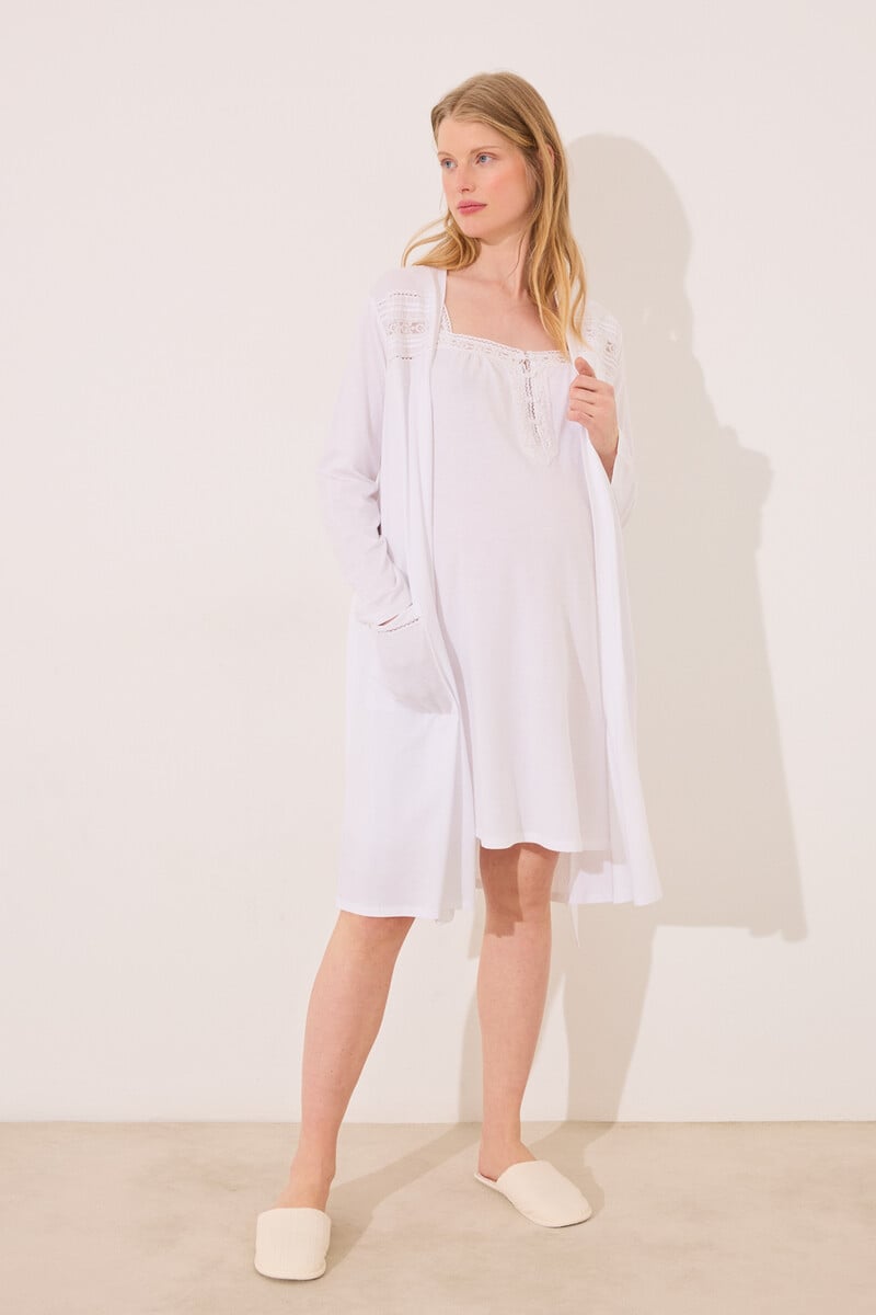 Cortefiel Bata Midi "maternity" Blanco