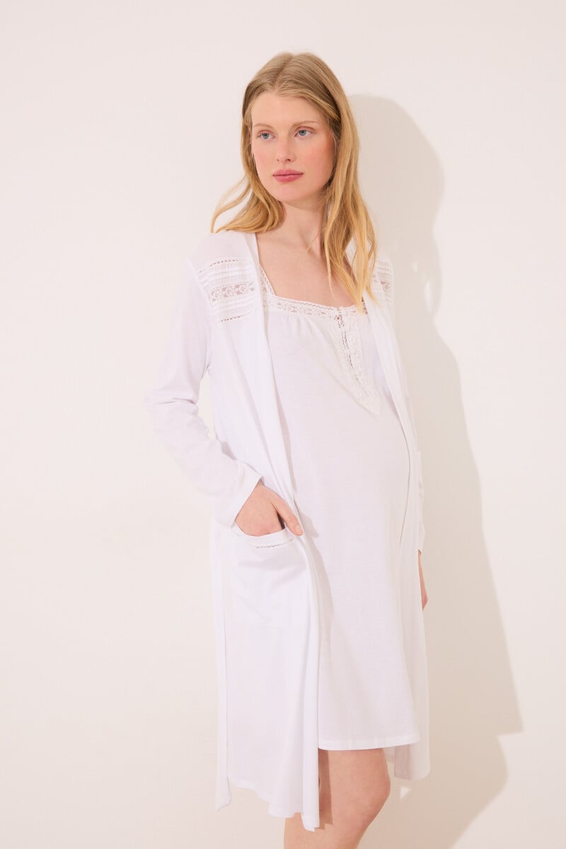 Cortefiel Bata Midi "maternity" Blanco