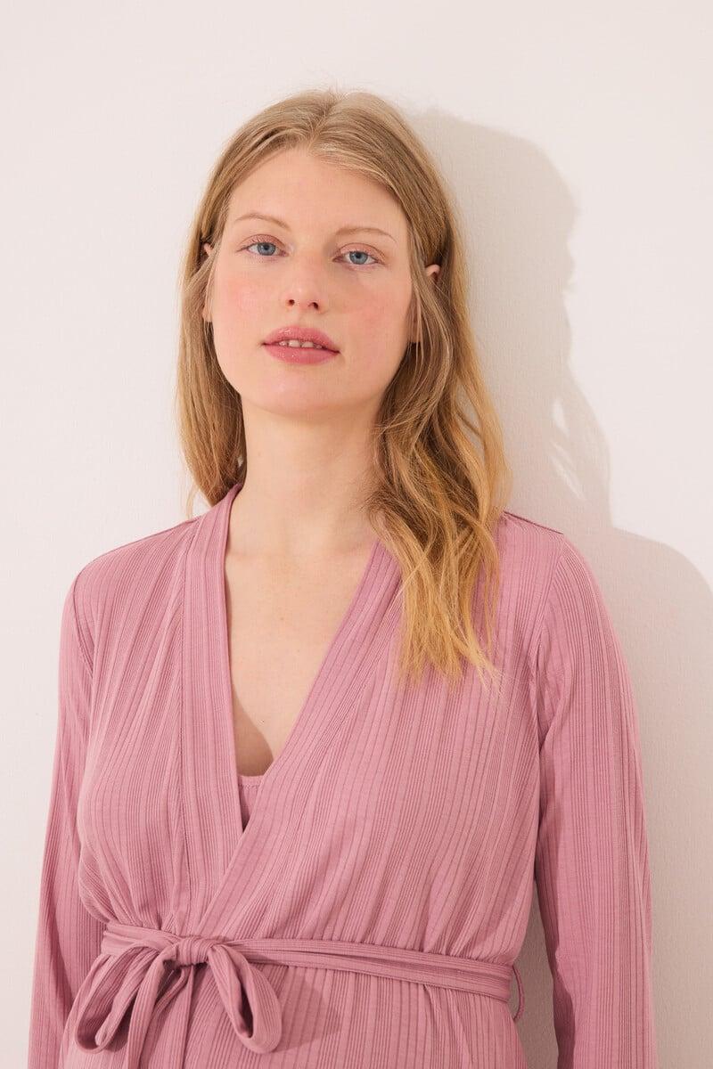 Cortefiel Bata Midi "maternity" Pointelle Rosa