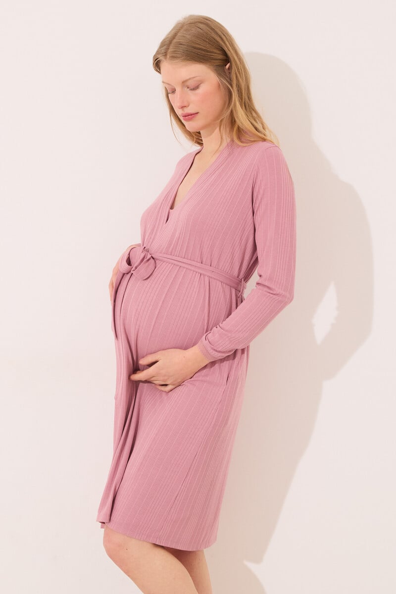 Cortefiel Bata Midi "maternity" Pointelle Rosa