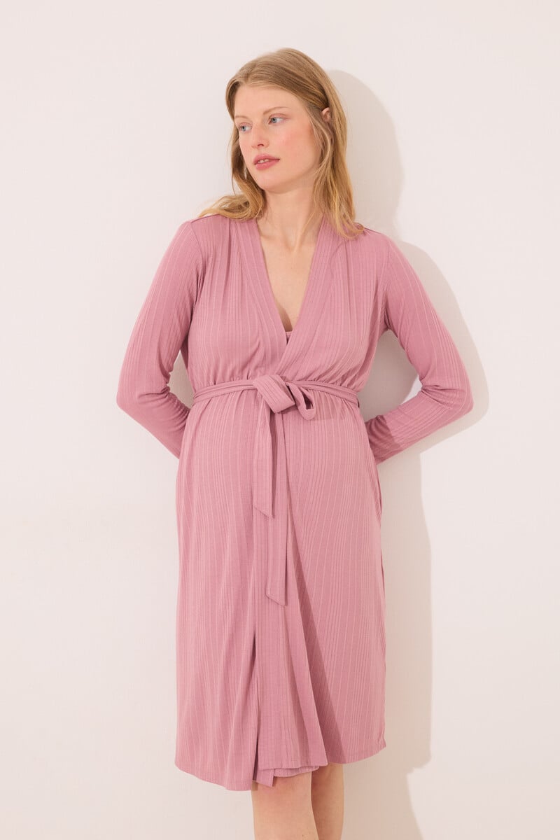 Cortefiel Bata Midi "maternity" Pointelle Rosa