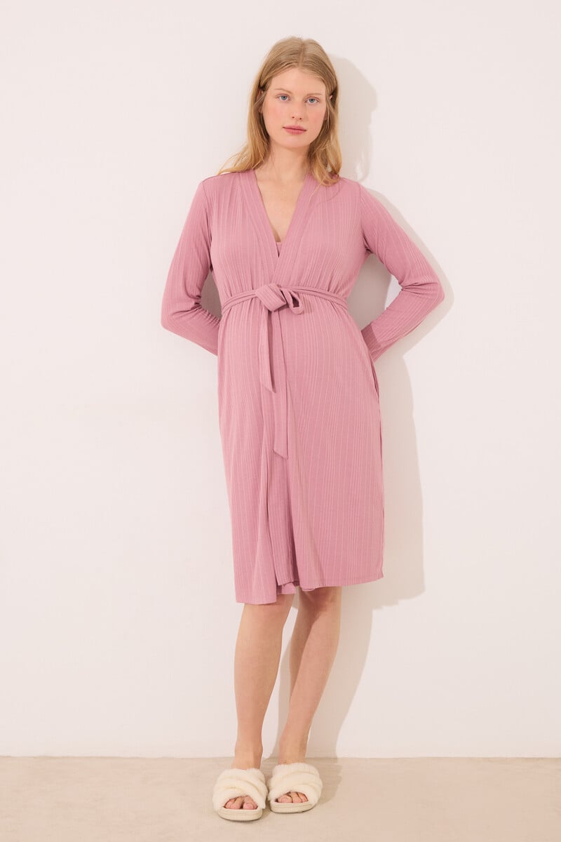 Cortefiel Bata midi "maternity" pointelle rosa