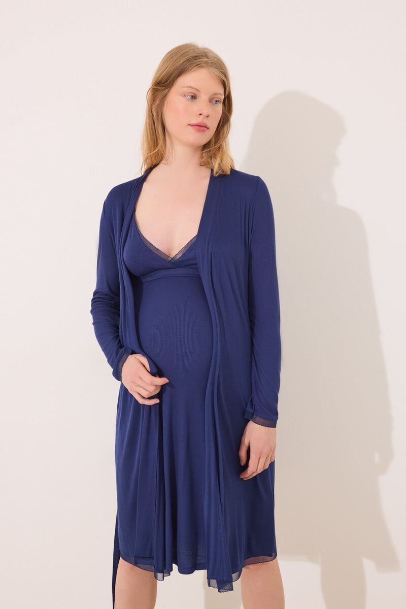 Cortefiel Bata Midi "maternity" Soft Touch Azul