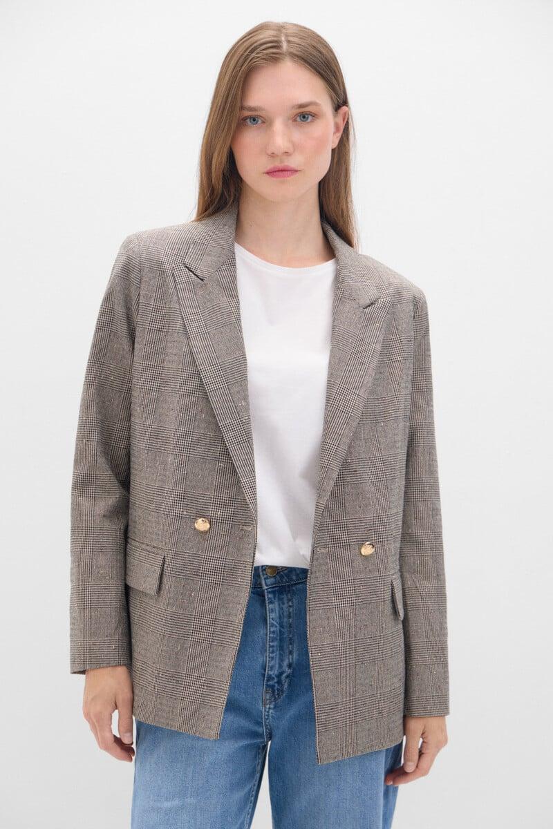 Cortefiel Blazer Cuadros Con Brillo