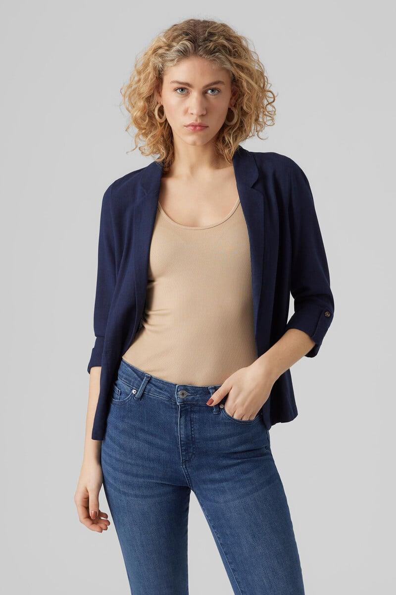 Cortefiel Blazer De Lino Sin Cierre Botón