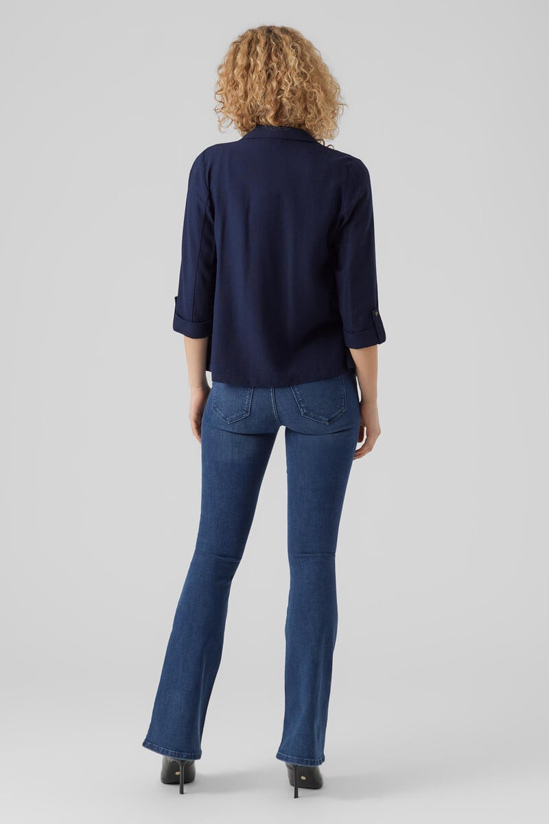 Cortefiel Blazer De Lino Sin Cierre Botón