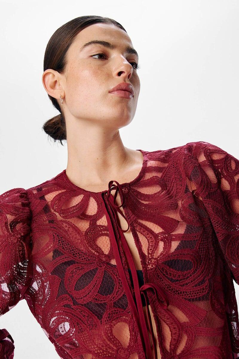 Cortefiel Blusa Bordada De Manga Larga