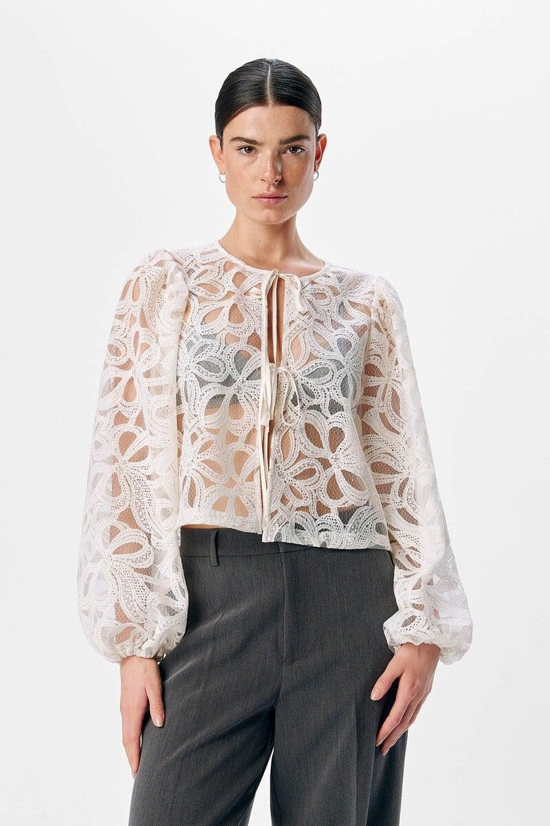 Cortefiel Blusa Bordada De Manga Larga