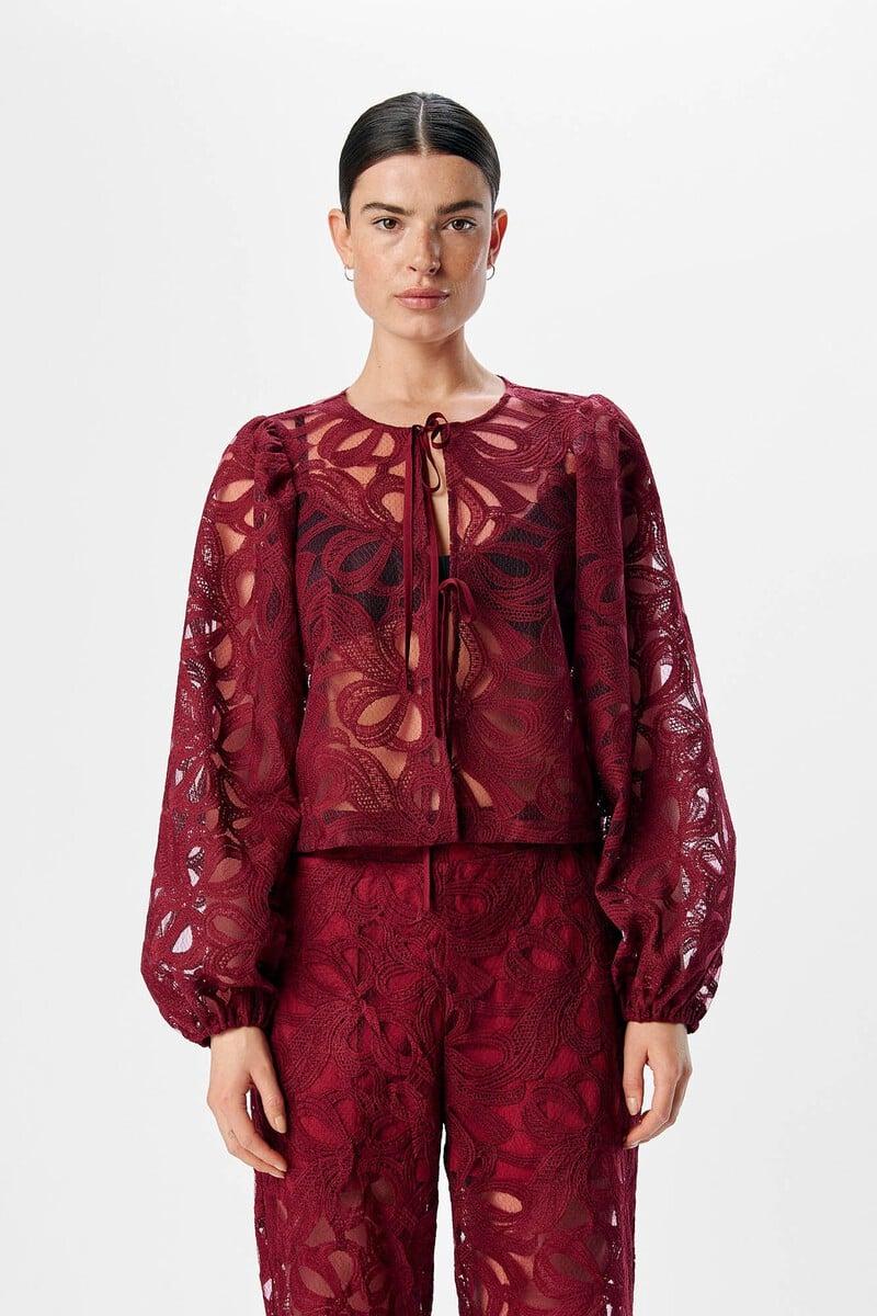 Cortefiel Blusa bordada de manga larga