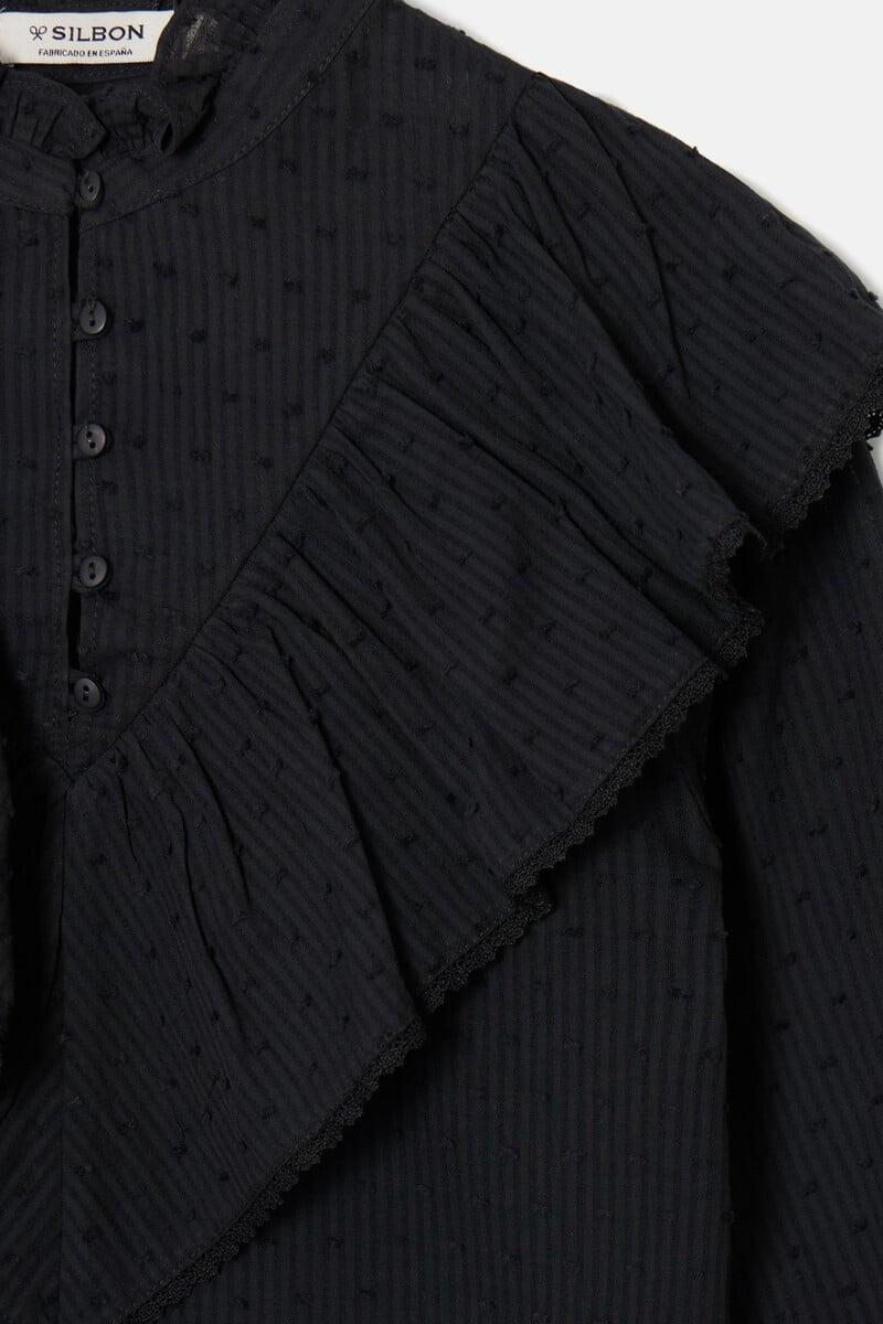 Cortefiel Blusa Bordada Volante