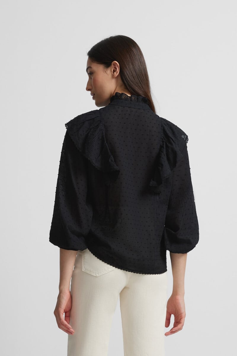 Cortefiel Blusa Bordada Volante