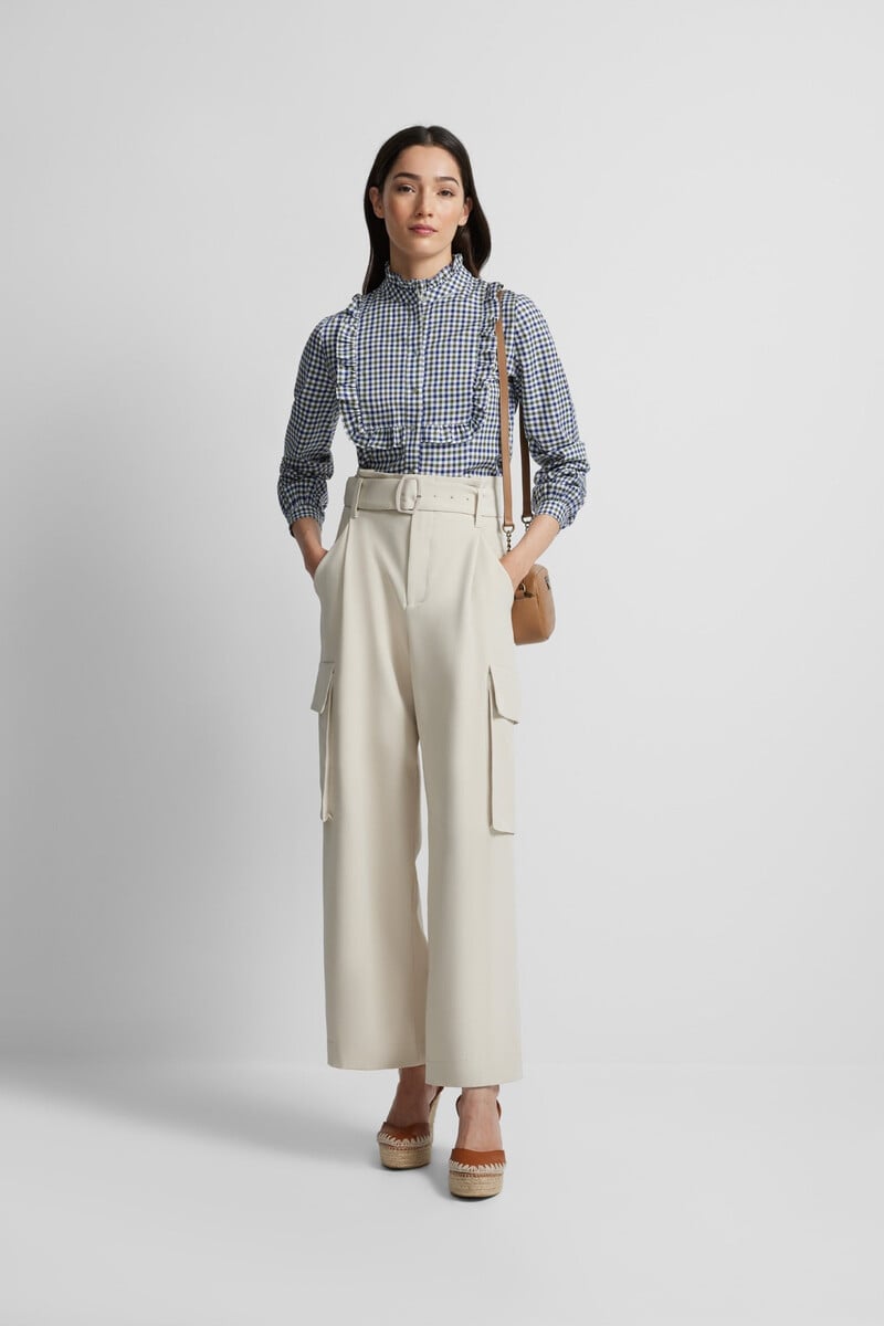 Cortefiel Blusa chorreras cuadros