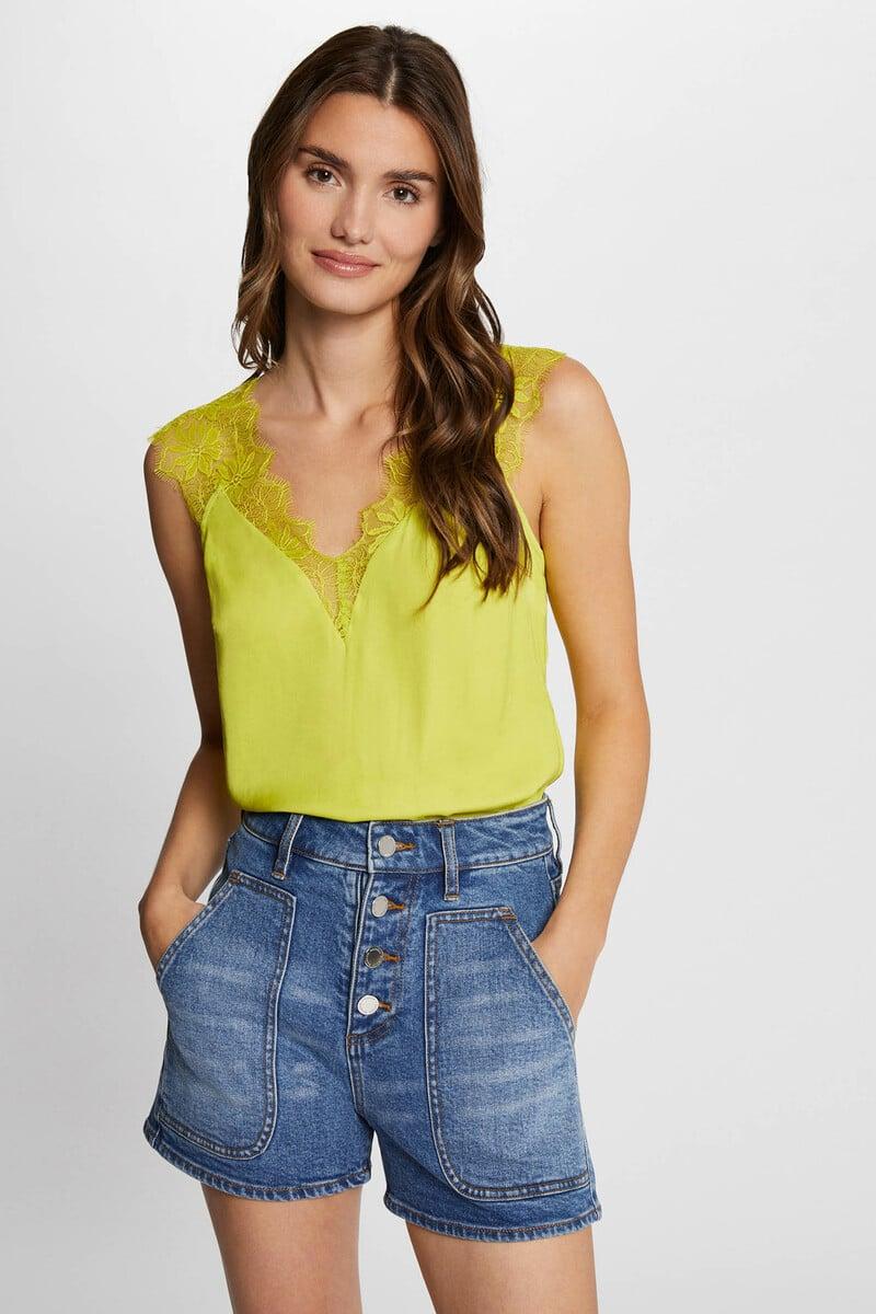 Cortefiel Blusa con tirantes anchos con encaje