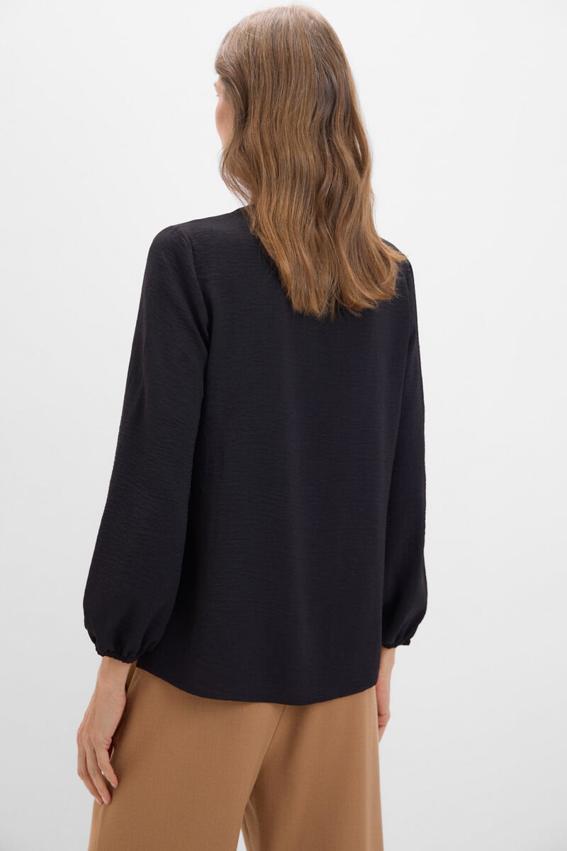 Cortefiel Blusa Cuello Mao Manga Larga