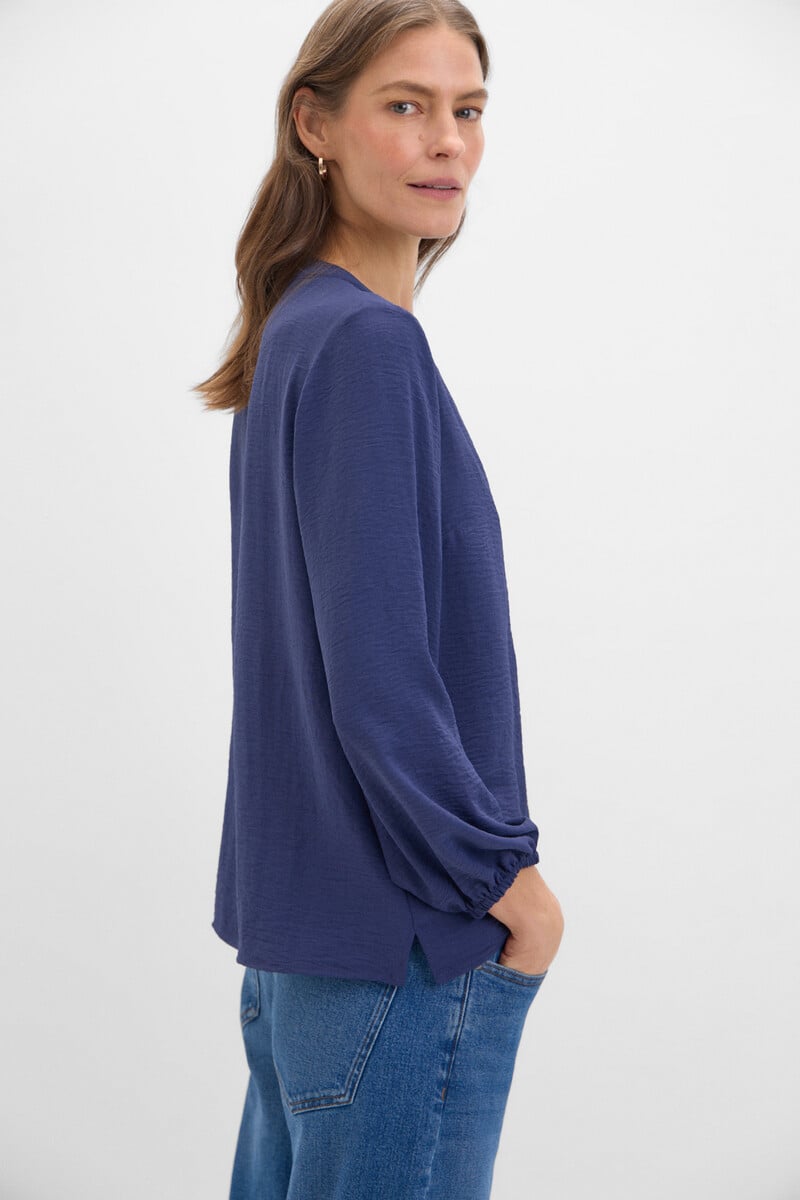 Cortefiel Blusa Cuello Mao Manga Larga