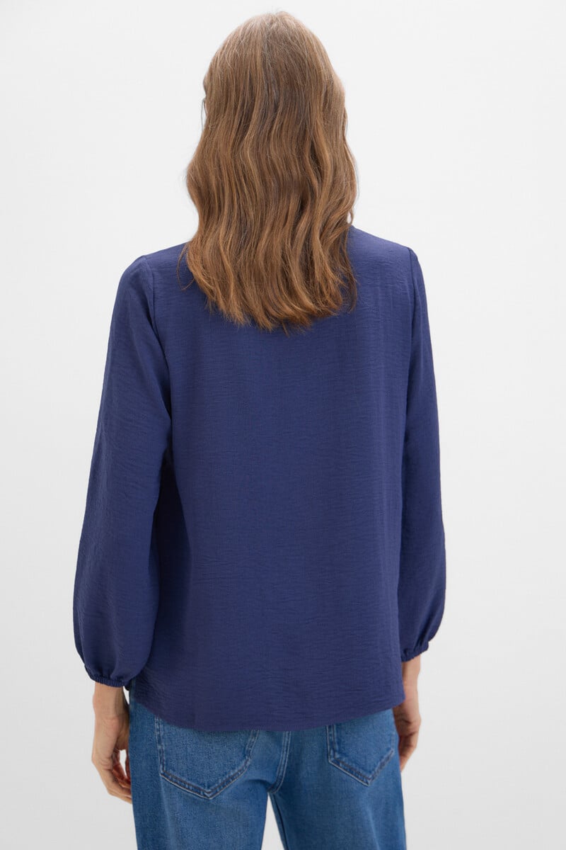 Cortefiel Blusa Cuello Mao Manga Larga