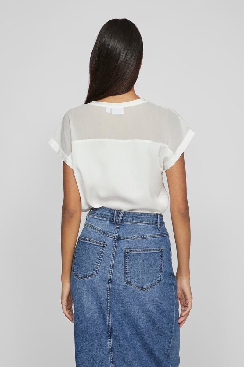 Cortefiel Blusa De Manga Corta Con Gasa