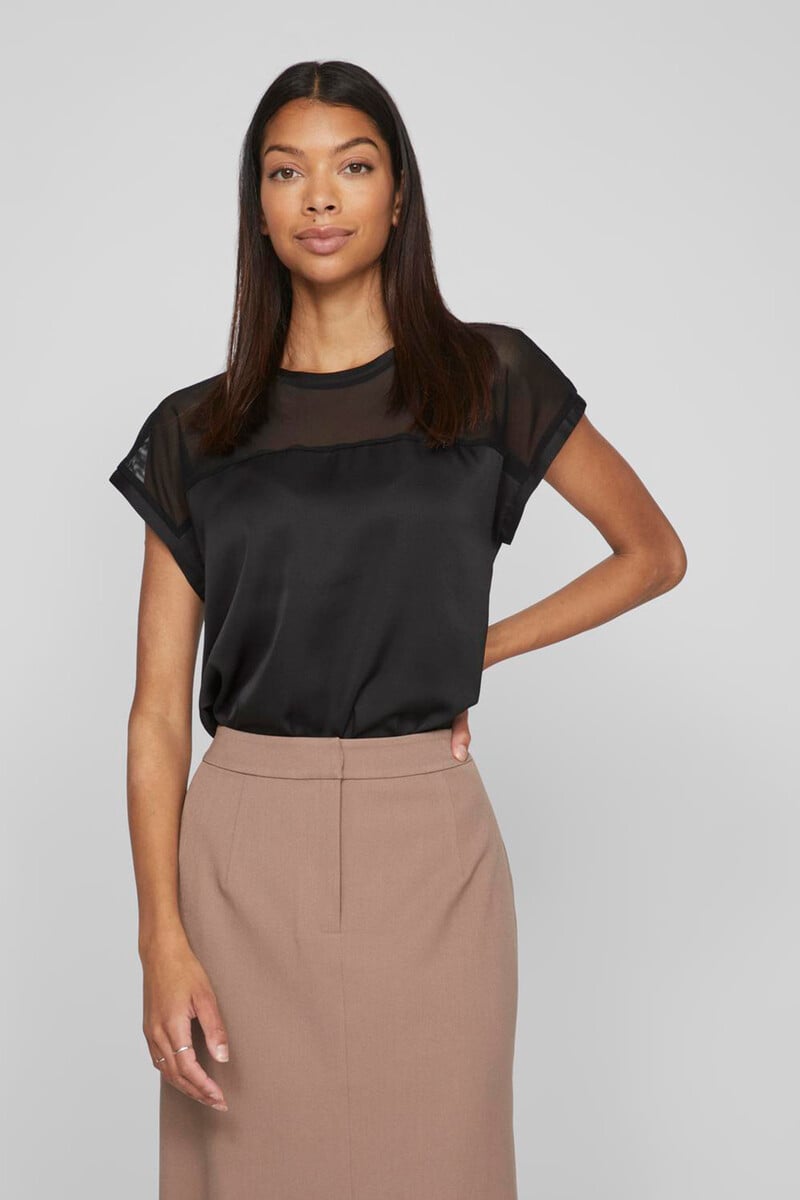 Cortefiel Blusa de manga corta con gasa
