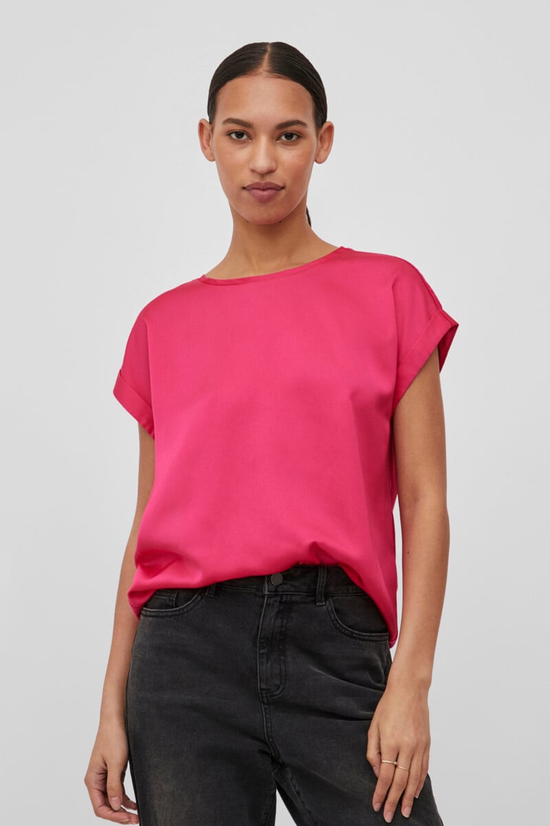 Cortefiel Blusa De Manga Corta Satinada