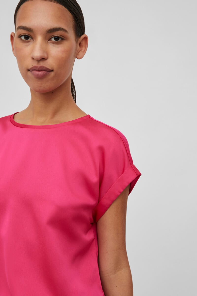 Cortefiel Blusa De Manga Corta Satinada