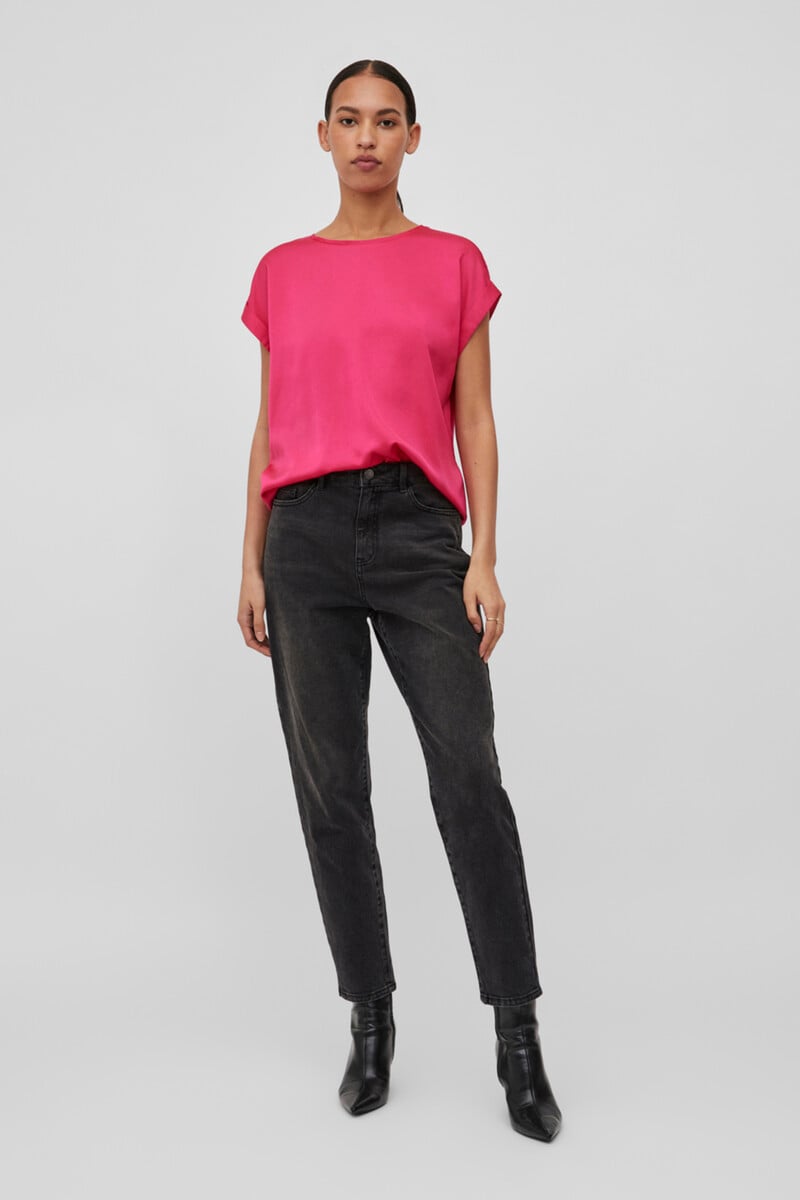 Cortefiel Blusa de manga corta satinada