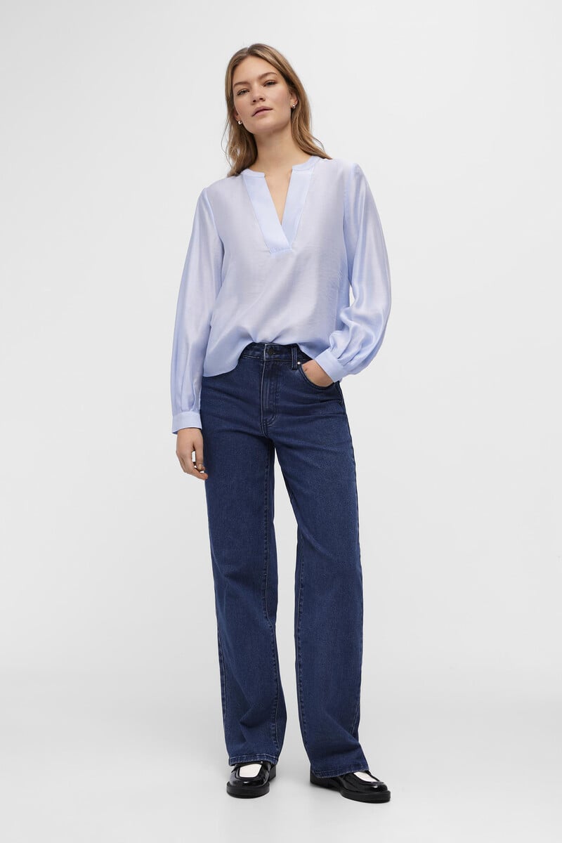Cortefiel Blusa De Manga Larga Y Escote De Pico