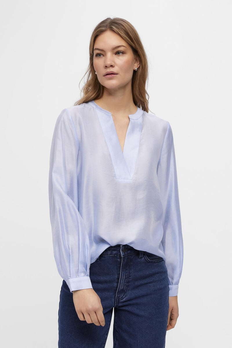 Cortefiel Blusa de manga larga y escote de pico