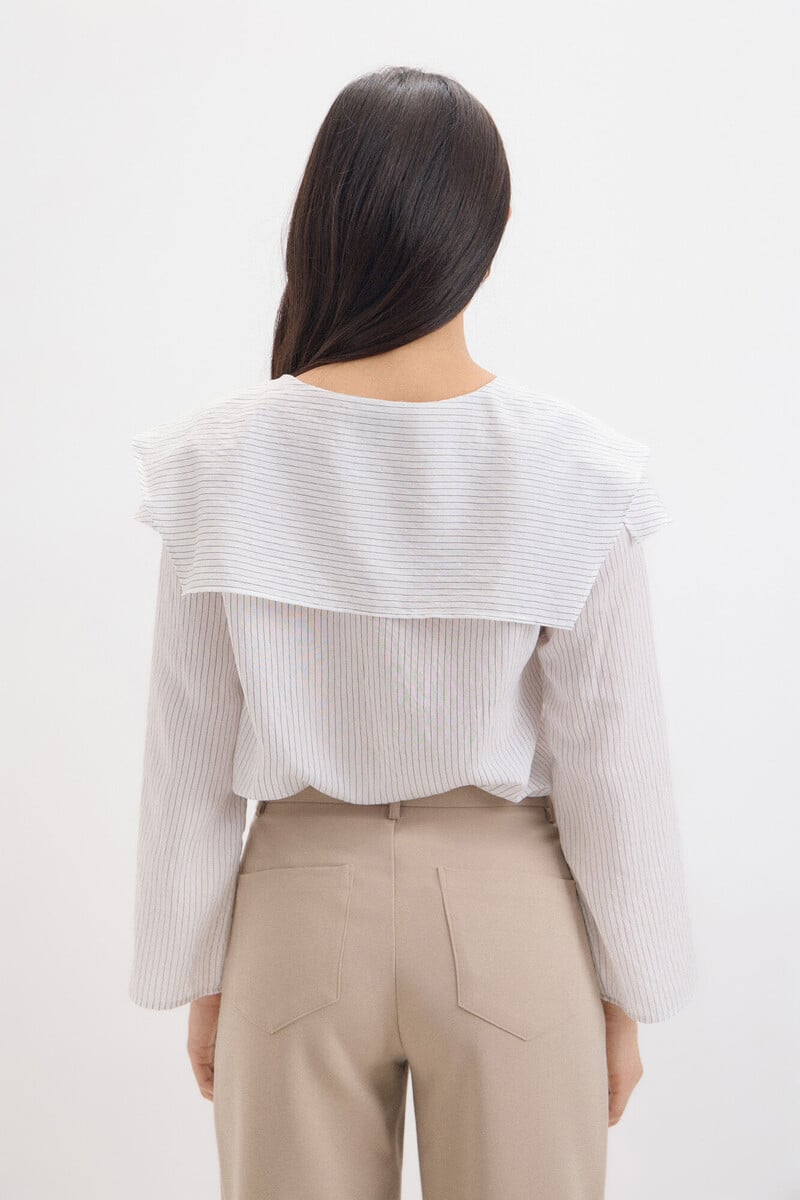Cortefiel Blusa De Rayas Con Volantes