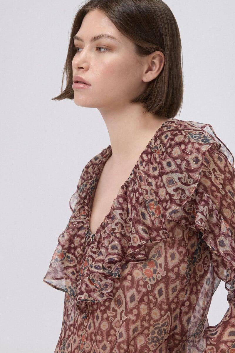 Cortefiel Blusa De Seda Estampada