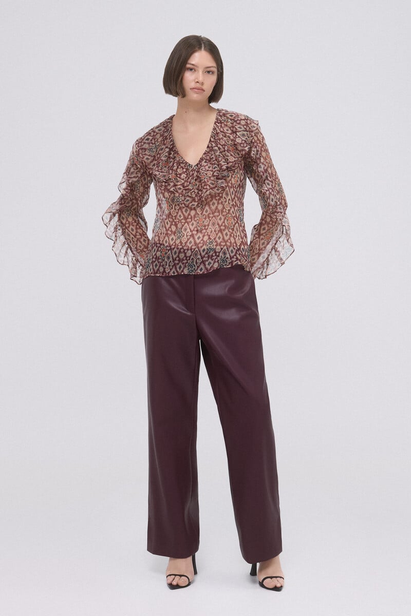 Cortefiel Blusa De Seda Estampada