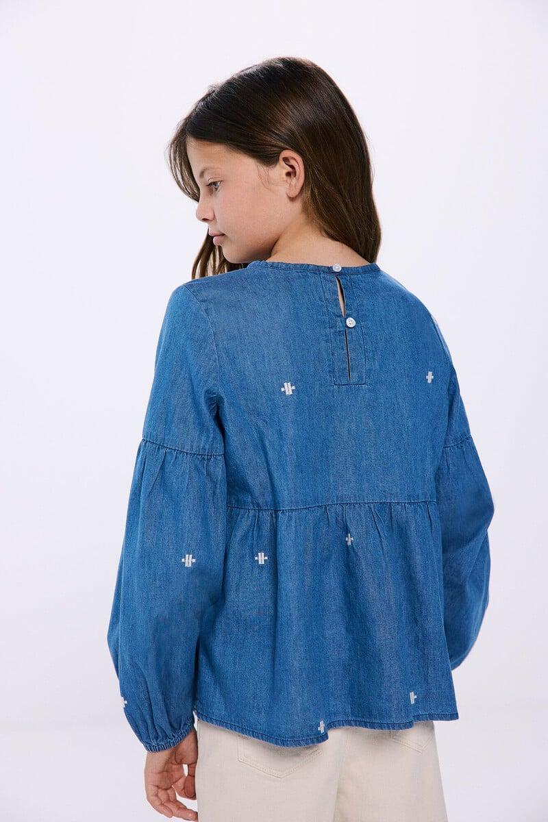 Cortefiel Blusa Denim Bordados Niña