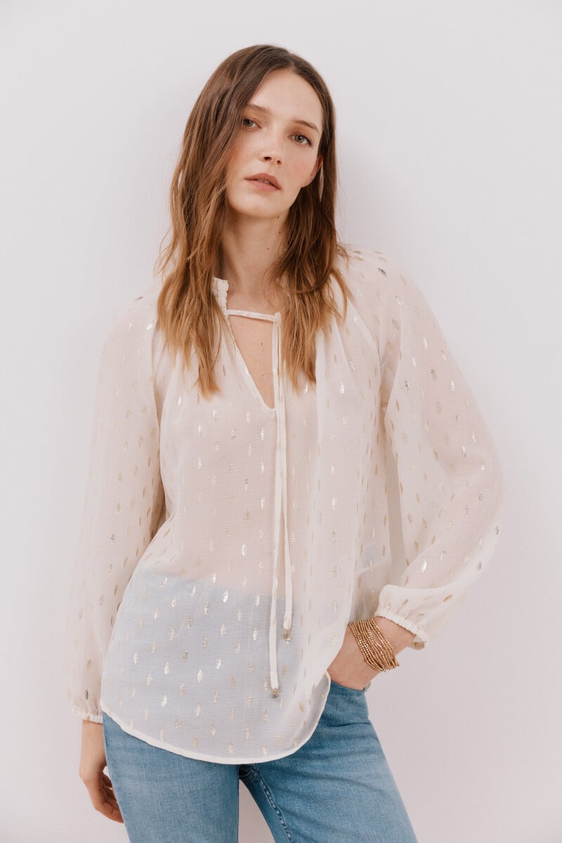 Cortefiel Blusa Detalle Nido De Abeja