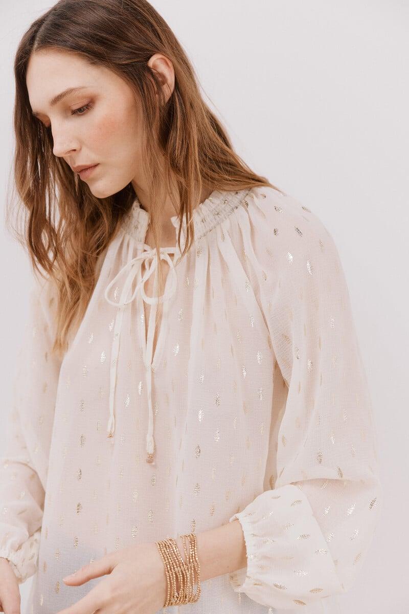 Cortefiel Blusa Detalle Nido De Abeja