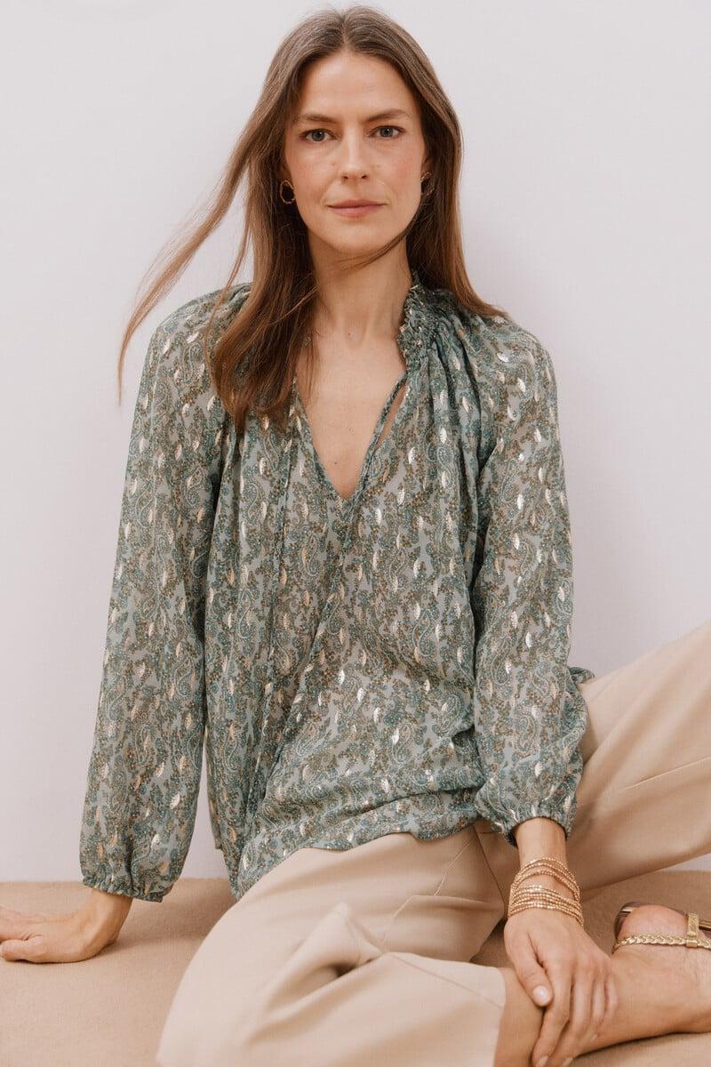 Cortefiel Blusa detalle nido de abeja