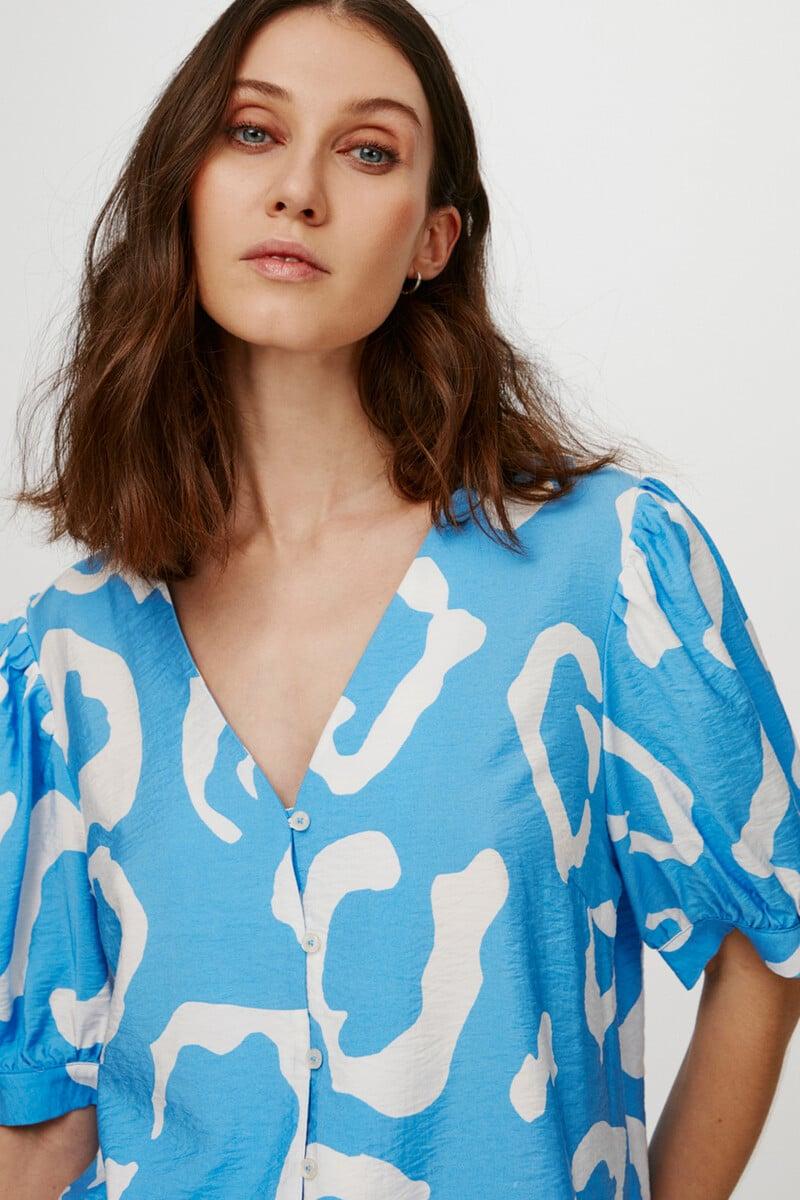 Cortefiel Blusa Ecovero Y Mangas Globo